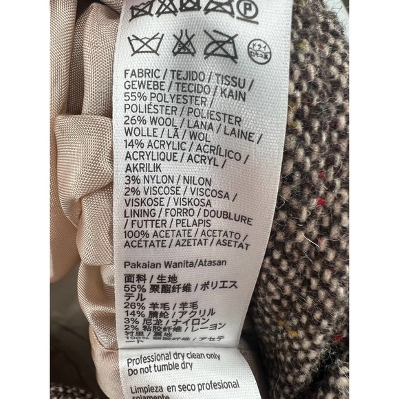 Topshop womens wool blend brown blazer with suede elbow patches size 6 - Picture 8 of 8